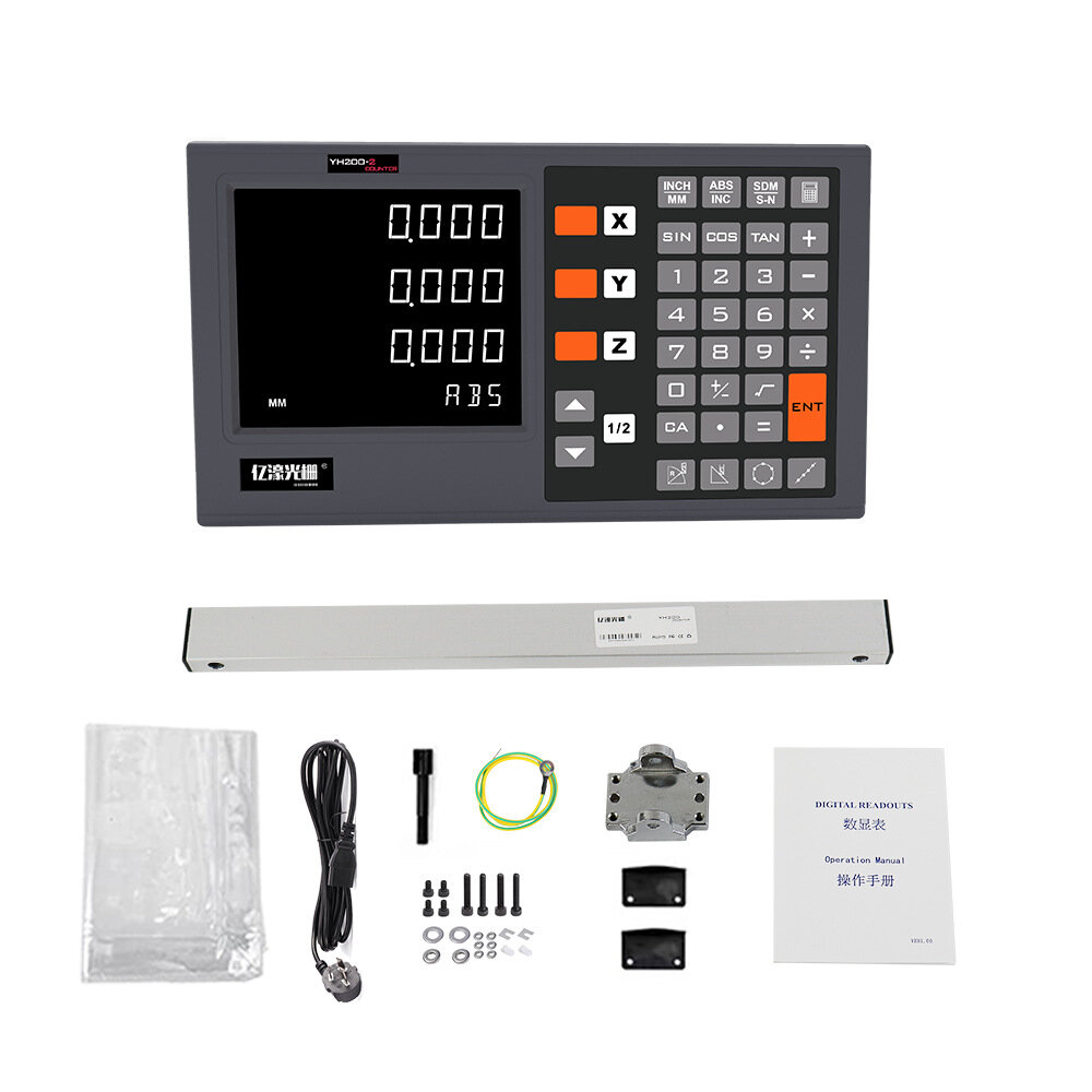 YIHAOGD YH LCD 2/3 Axis Grating CNC Milling Digital Readout Display DRO / KA300 5μm TTL 70-970mm Electronic Linear Scale