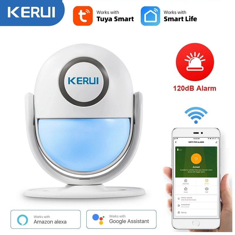 KERUI Tuya Smart Home Security WIFI Alarmsysteem 120dB PIR Detector Deur/Raam Sensor Draadloze App I