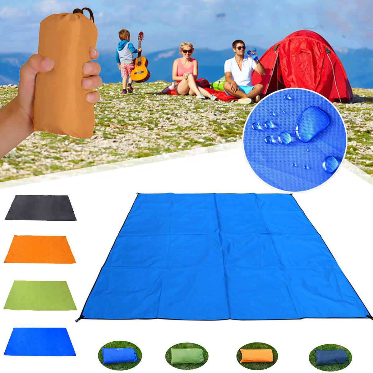 100 * 150 CM Effen Kleur Waterdichte Zak Outdoor Picknick Camping Mat Zand Gratis Strand Deken Picknick Vochtbestendige tent Grond Matras