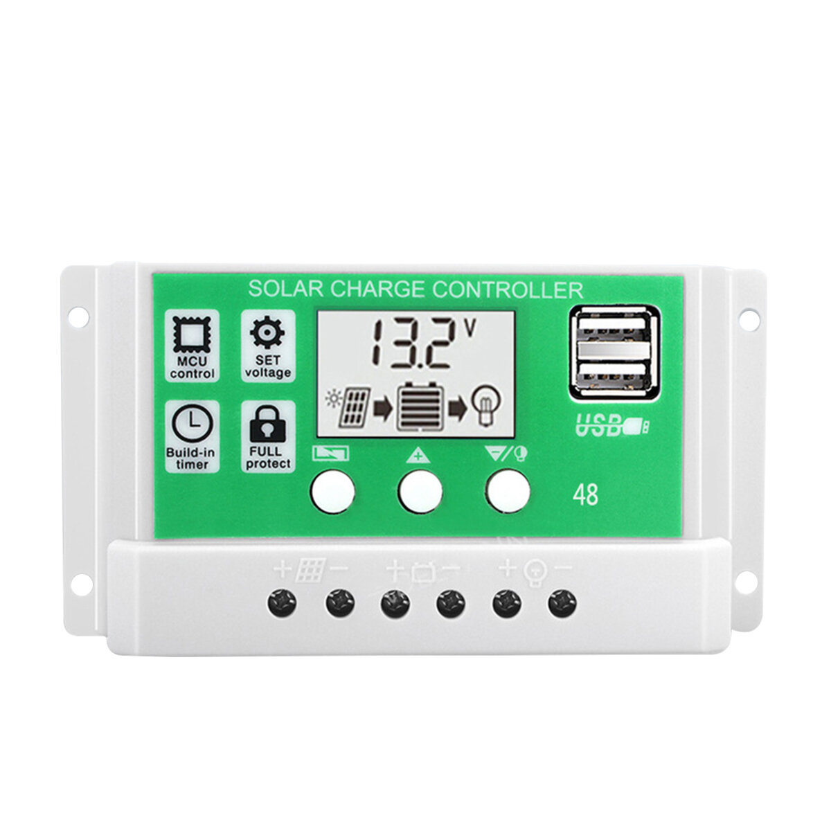 30A 12V 24V Solar Charge Controller Lithium Battery LCD Display USB Charged Solar Panel Charger