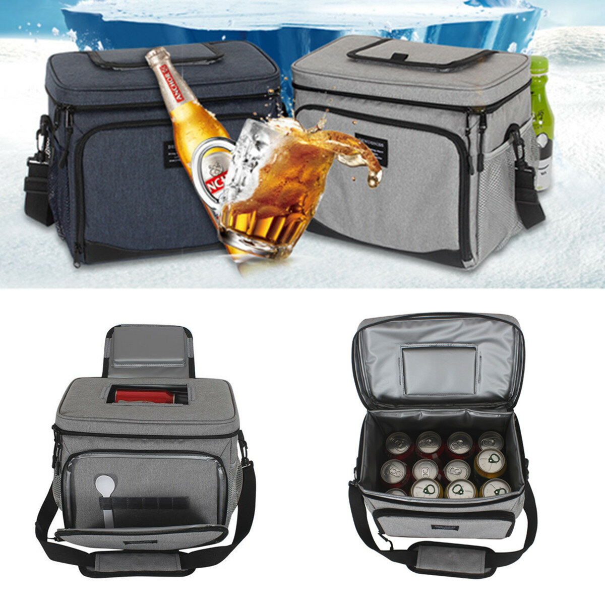 15L Outdoor Piknik Isı Yalıtımlı Soğutucu Çanta Öğle Yemeği Yiyecek Kutu Konteyner Depolama Çanta