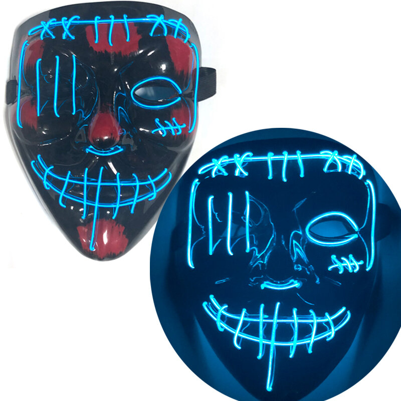 

EL Luminous Mask Halloween Bloody Thriller Horror Mask Fluorescent Dance LED Mask Light Up Party Masks for Glow Party