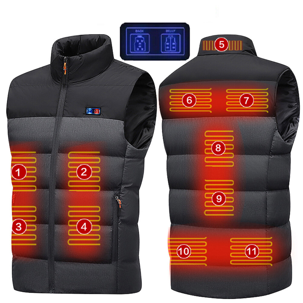 TENGOO HV-11 Heated Vest 11 Heating Areas Men Jacket Heated Winter Womens Electric Usb Heater Tactical Jacket Man Thermal Vest Body Warmer Coat