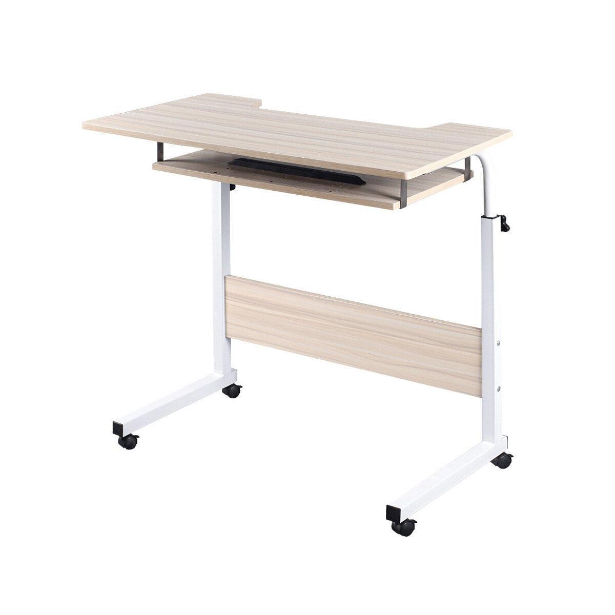 

2 Layers Mobile Laptop Desk Cart Rolling Notebook Computer Stand Height Adjustable Bedside Table with Wheel