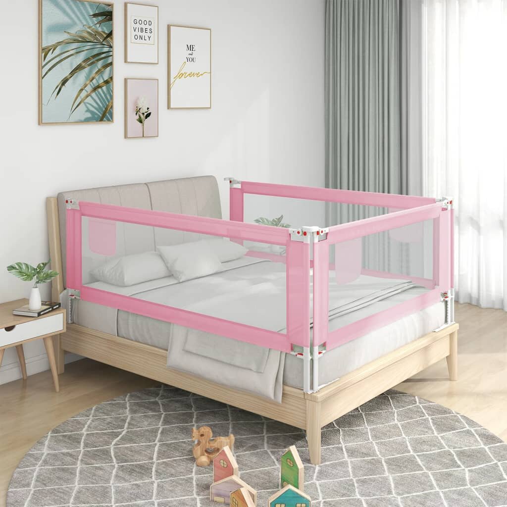 [EU Direct] vidaxl 10200 Toddler Safety Bed Rail Pink 120x25 cm Fabric Polyester Children's Bed Barrier Fence Foldable H