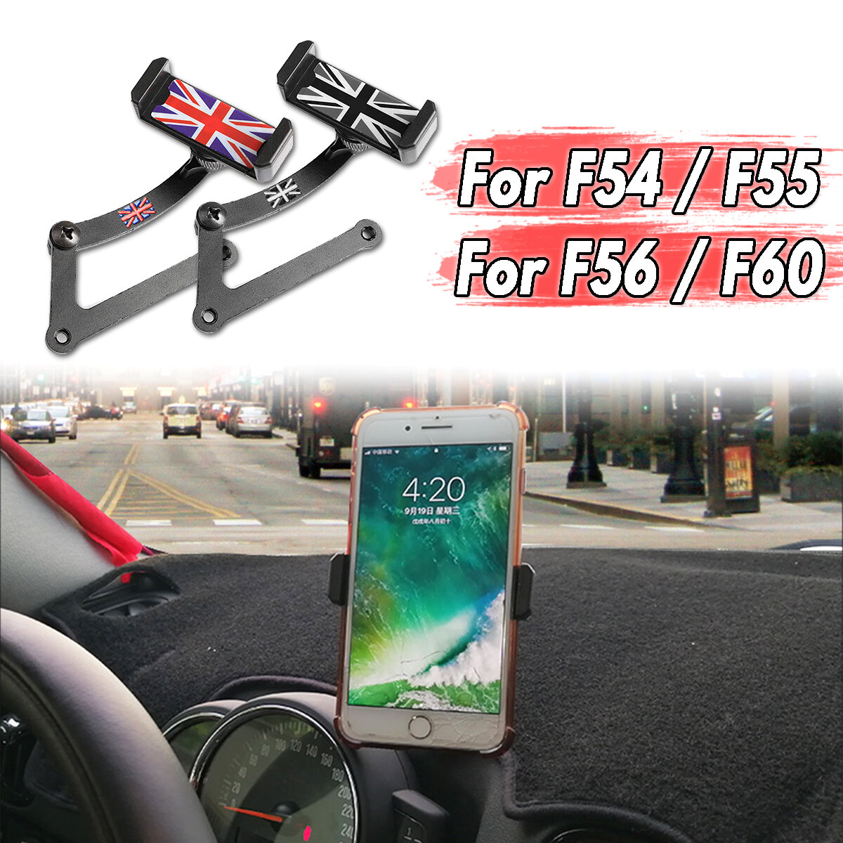 

360° Rotation Car Auto Steering Wheel Phone Holder For BMW Mini Cooper F54 F55 F56 F60 for 3.5-5.5 inch Devices