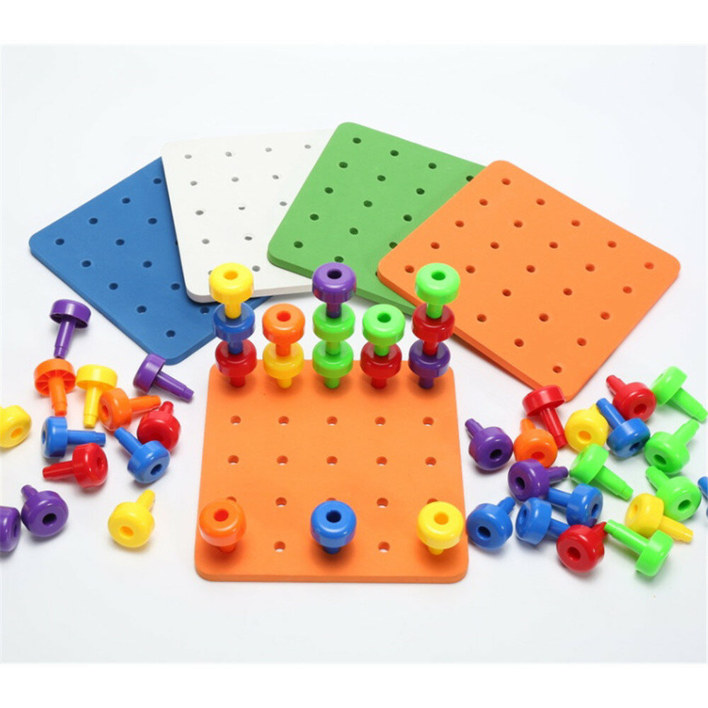 

Stacking Peg Board Set Toy 30 Pegs & Board + FREE Storage Bag STEM Color Learning Sorting Matching Game Montessori Occup