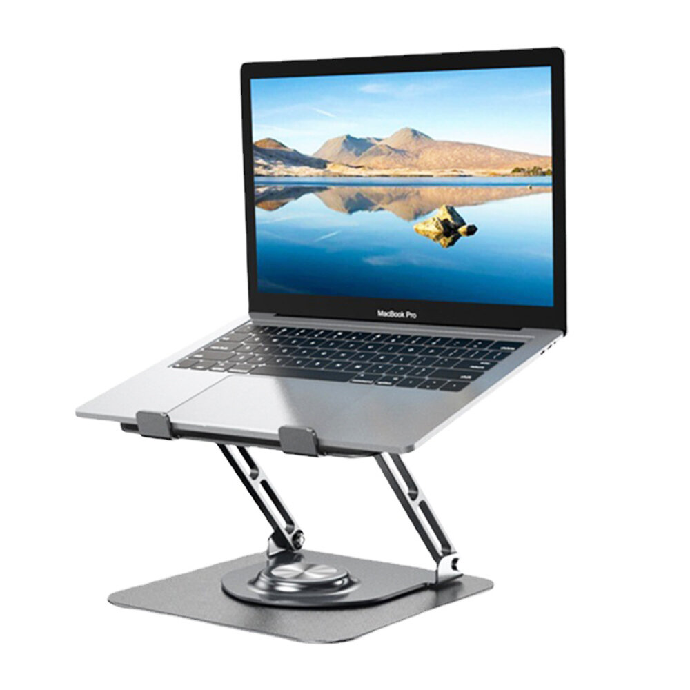 Adjustable Laptop Stand with 360? Rotating Base, Ergonomic Laptop Riser for 10-17" Laptop/Tablet