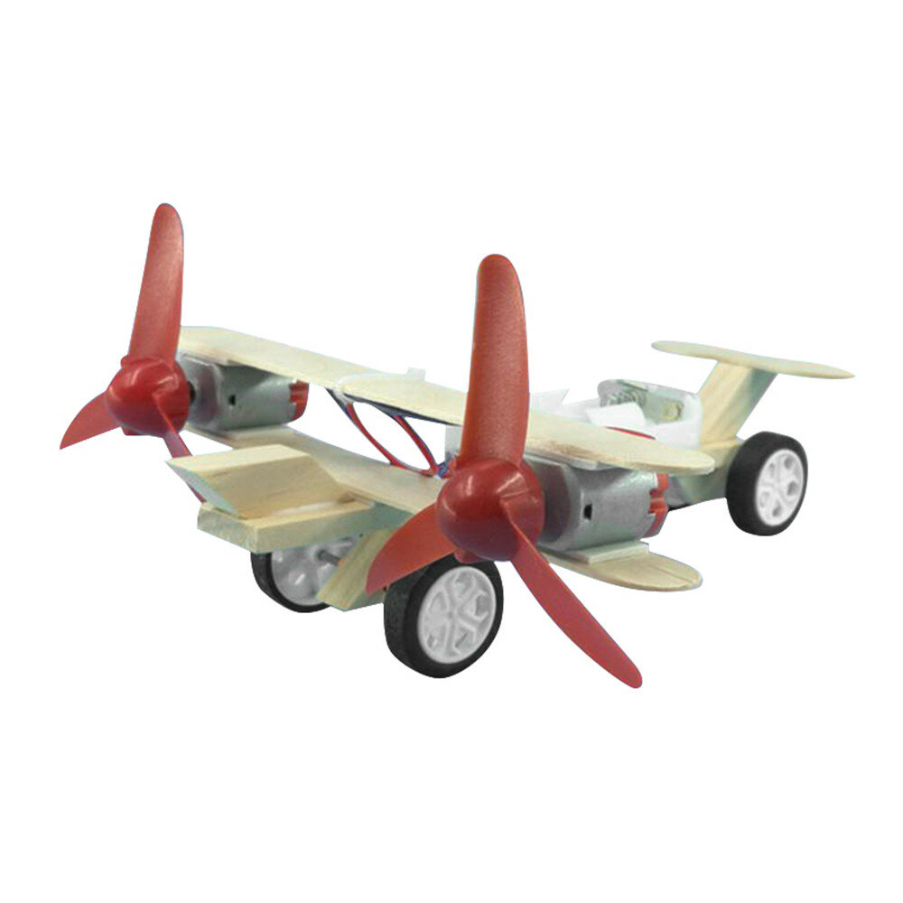 

DIY Electric Biplane Electric Taxiing Aircraft Wooden Model Kit Bricks Set Technology Physical Science Experiments Educa