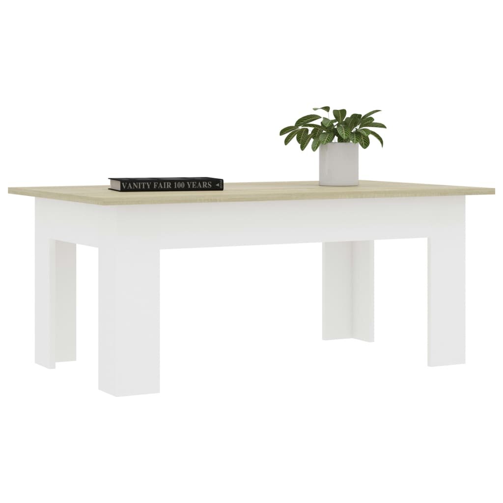 

Coffee Table White and Sonoma Oak 39.4"x23.6"x16.5" Chipboard