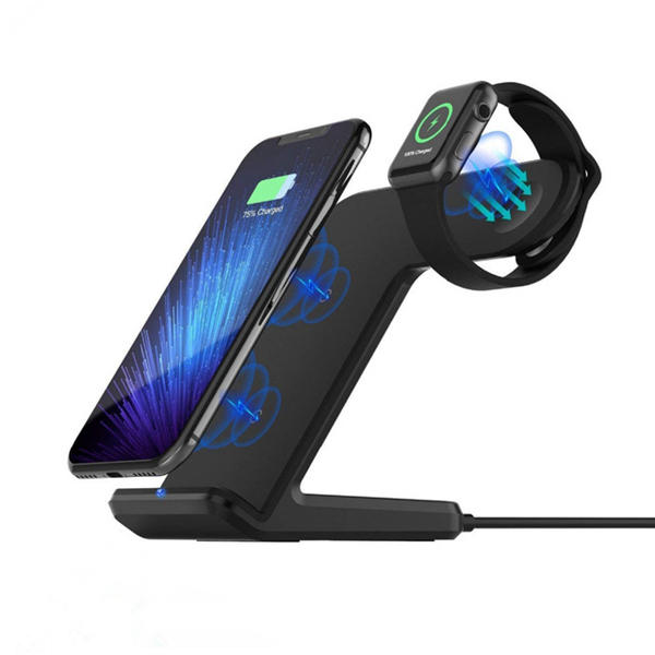

Bakeey 10W 7.5W 2 IN 1 Wireless Charger Quick Charging Dock Phone Holder For iPhone 11 XS MAX iWatch 3 4 S10 Note 10 5G+