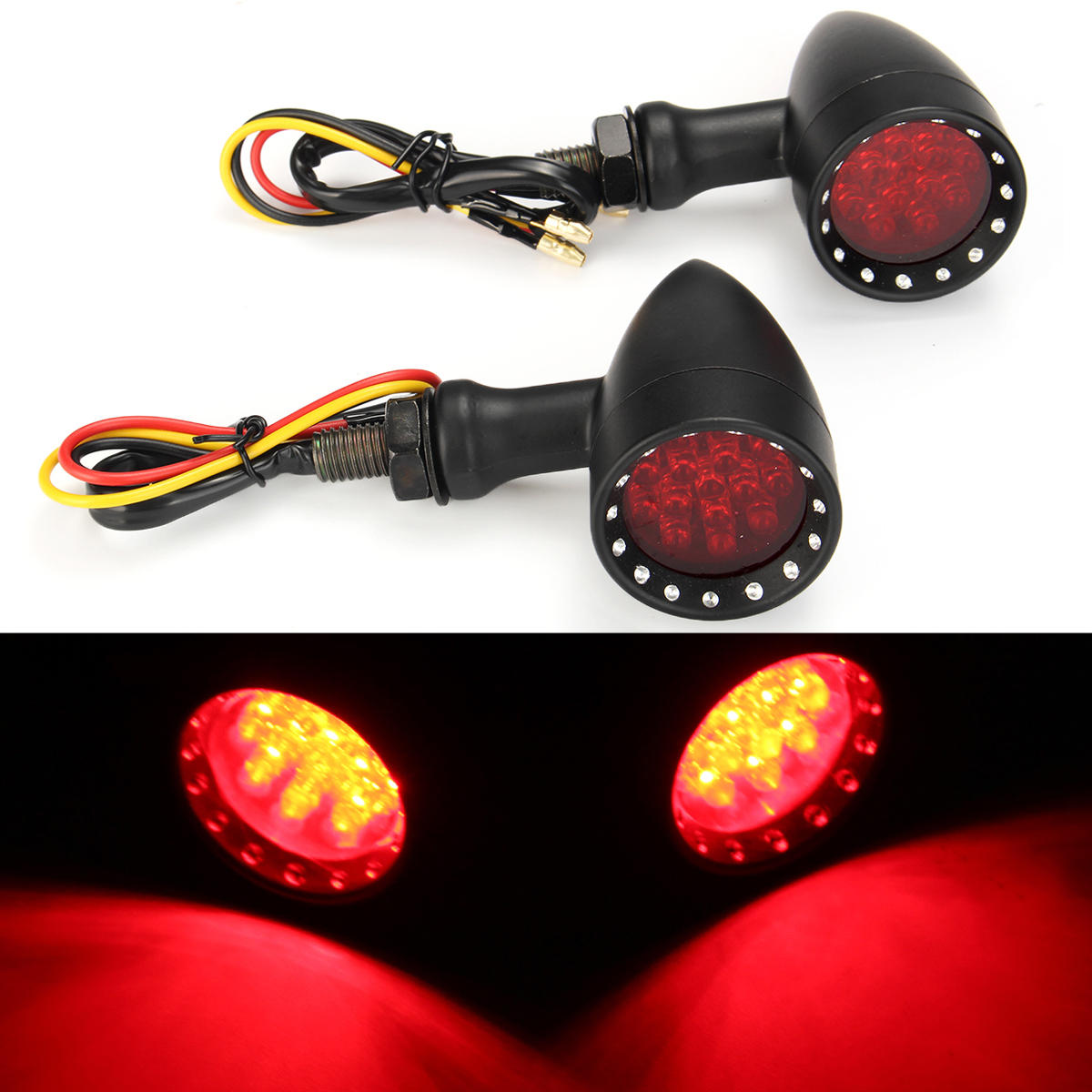 2X Bullet Universal Motorcycle Turn Signals Indicator Amber Blinker Lights Lamp