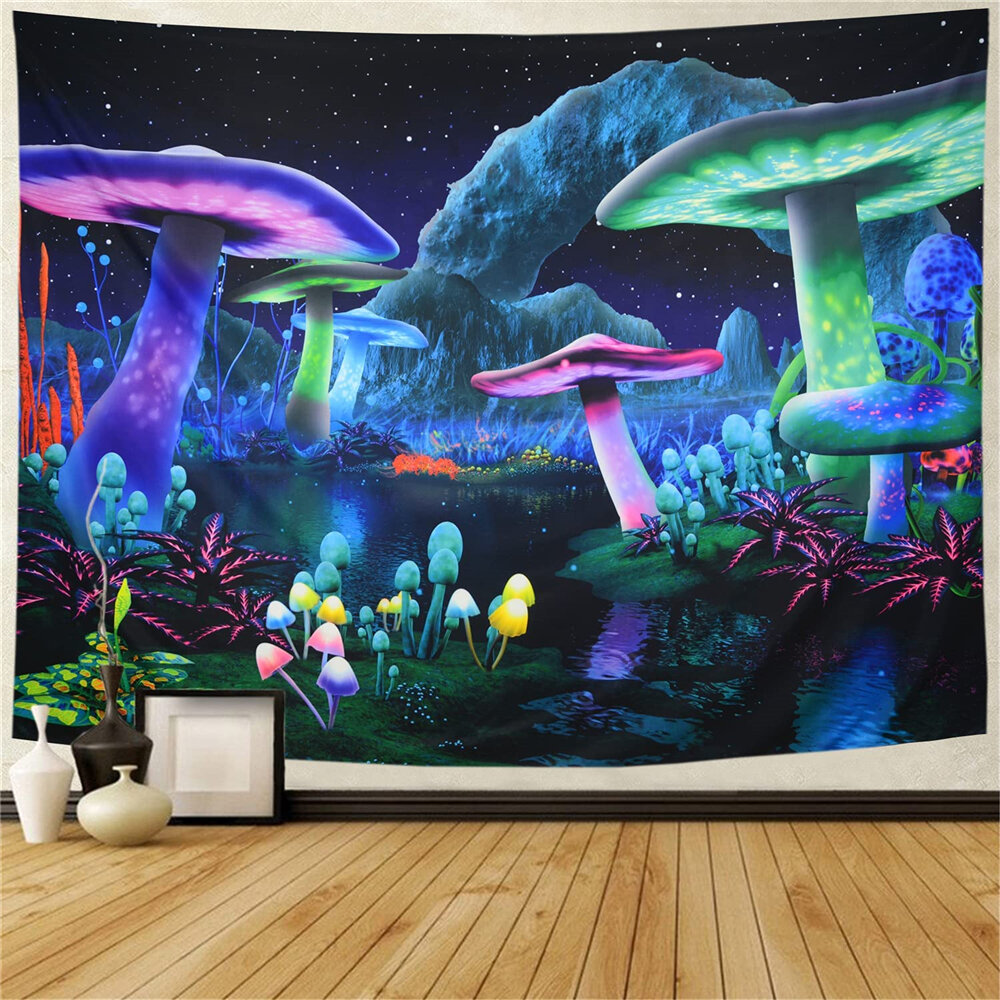 Ins Retro Magic Mushroom Tapestry Polyester Large Size Backdrop Wall Cloth for Bedroom Dorm Chamber 