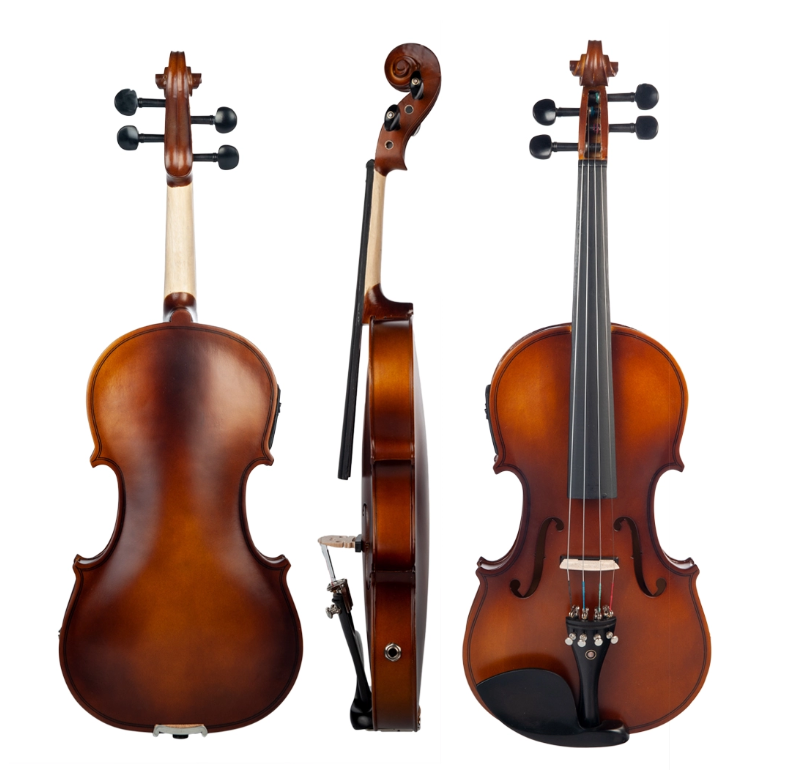 NAOMI 4/4 Acoustic EQ Electric Matte Violin Fiddle Kit With Bow+Case+Bridge