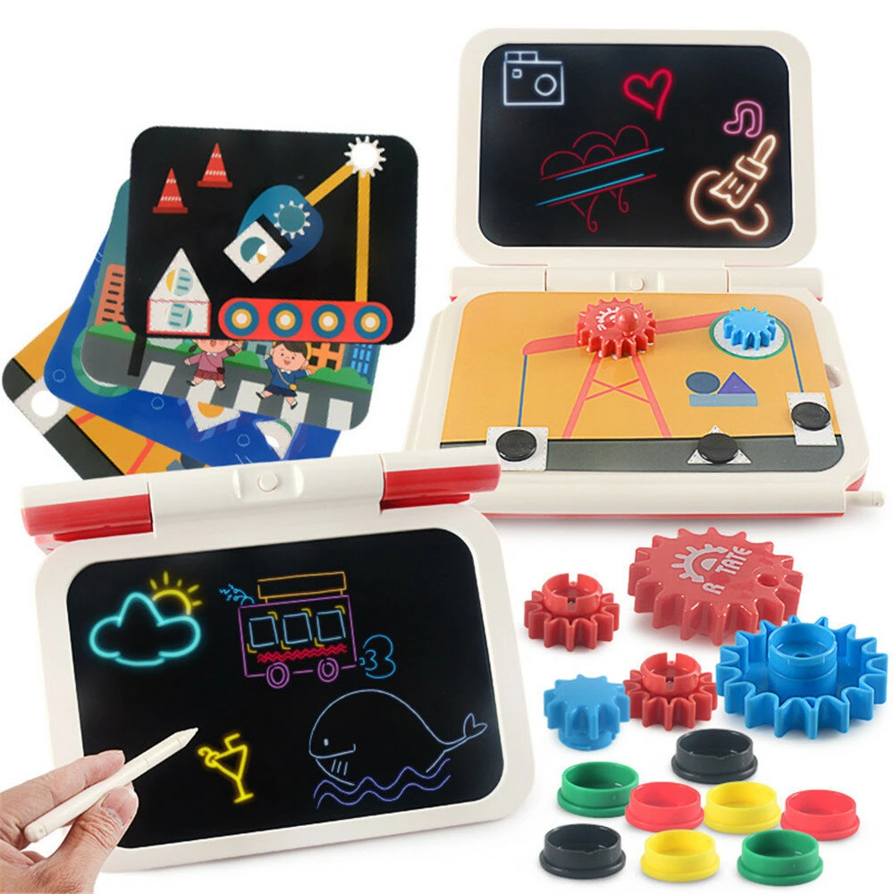 2-in-1 diy lcd drawing board multi-function plug-in tablet hand writing board 270 degrees foldable children's toy