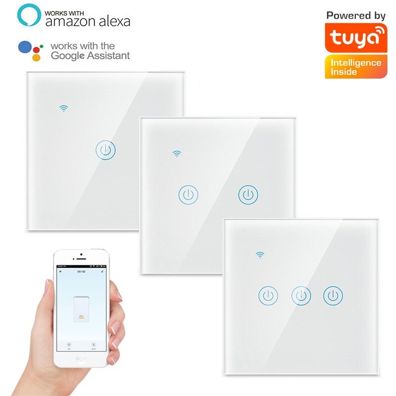 Tuya WIFI 2.4GHZ 1/2/3 Gang Touch Switch Two-wire Shared Panel Home Lighting Work with Alexa Google 