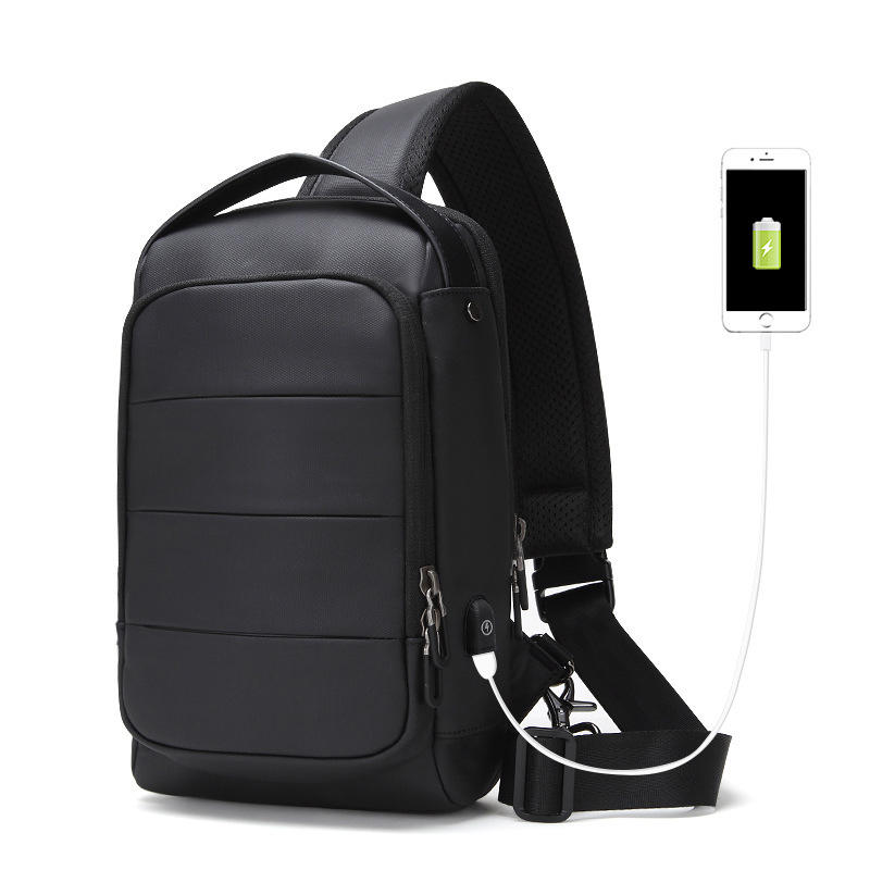 IPRee® Men Anti-theft USB Crossbody Bag Waterproof Chest Bag Leisure Shoulder Laptop Bag