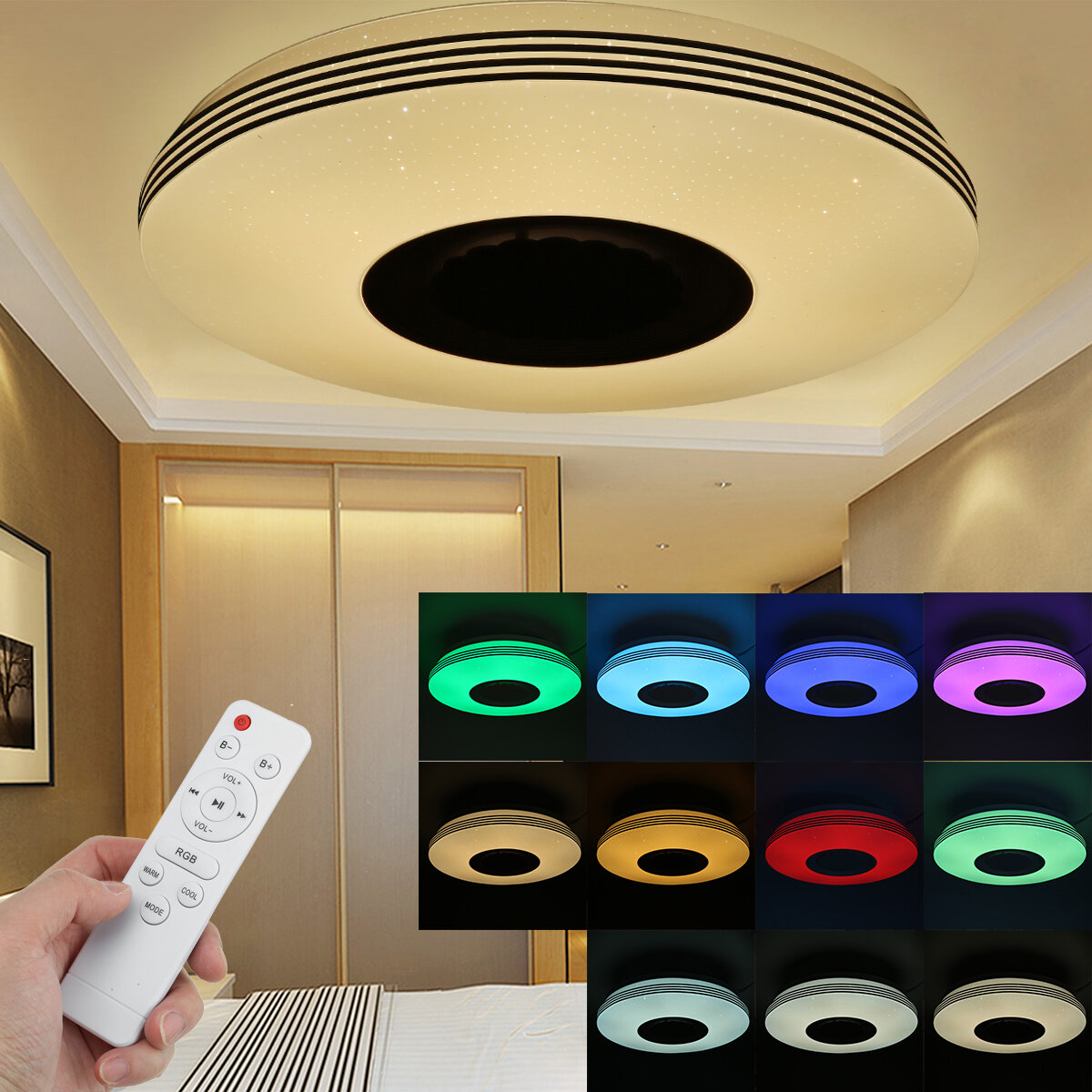 

34см LED Потолочный светильник RGB Bluetooth Музыкальный динамик Диммер APP Дистанционное Управление Лампы