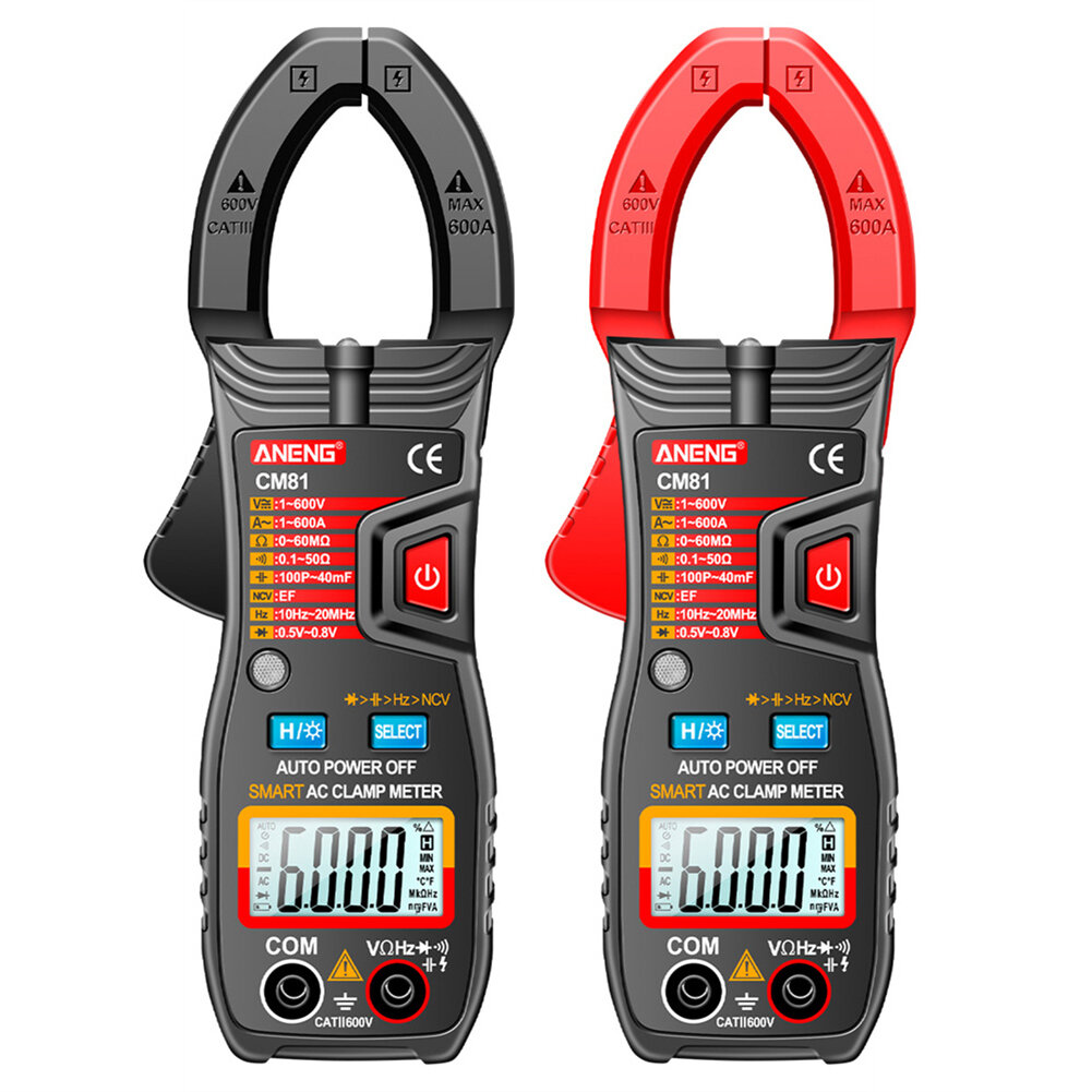 ANENG CM81 6000 Counts Auto Range NCV Digital Clamp Meter DC/AC Voltage Current Resistance Frequency