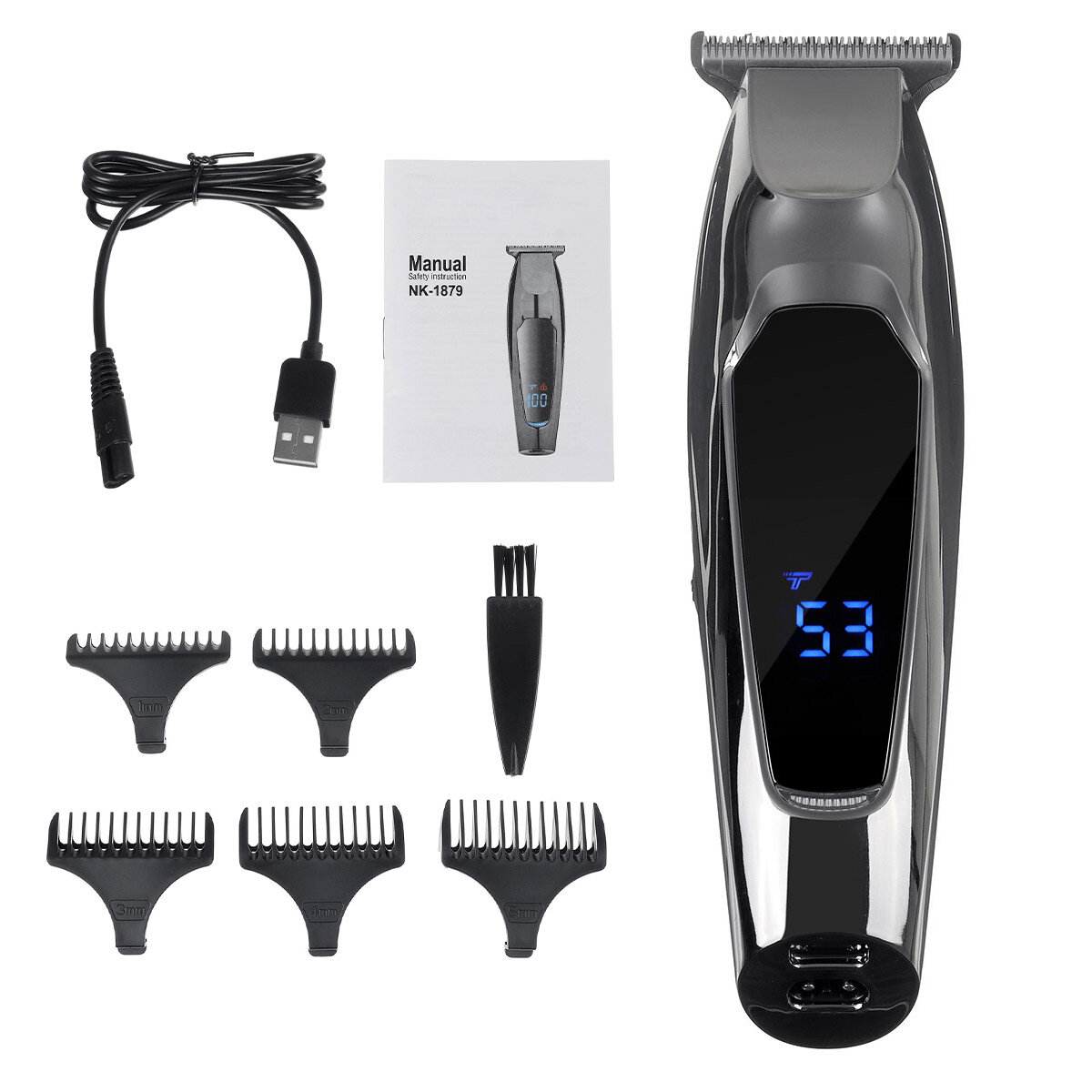 

1000mA Display USB Rechargable Hair Clipper 2 Speed Electric Hair Trimmer Shaver Haircut Barber Tool