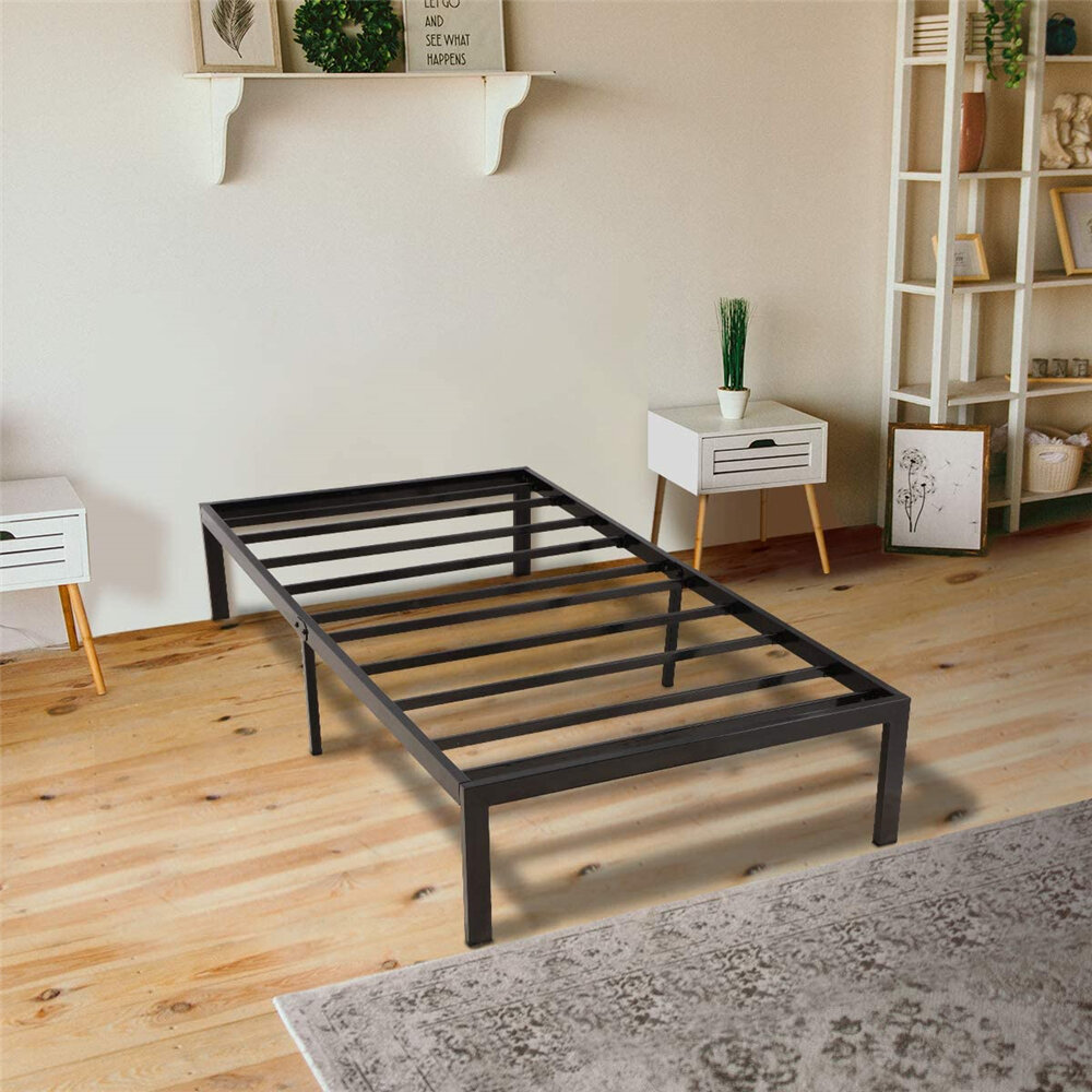 

Twin Bed Frame, 14 Inch Platform Bed Frame No Box Spring Needed, Metal Twin Size Bed Frame with Storage , Heavy Duty Ste