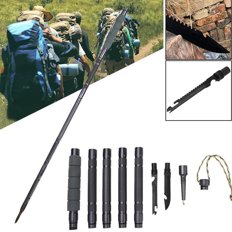 

IPRee® 106CM Multifunctional Trekking Pole Aluminum Folding Ultralight Multi-tools Corkscrew + Saw + Knife Hiking Pole O