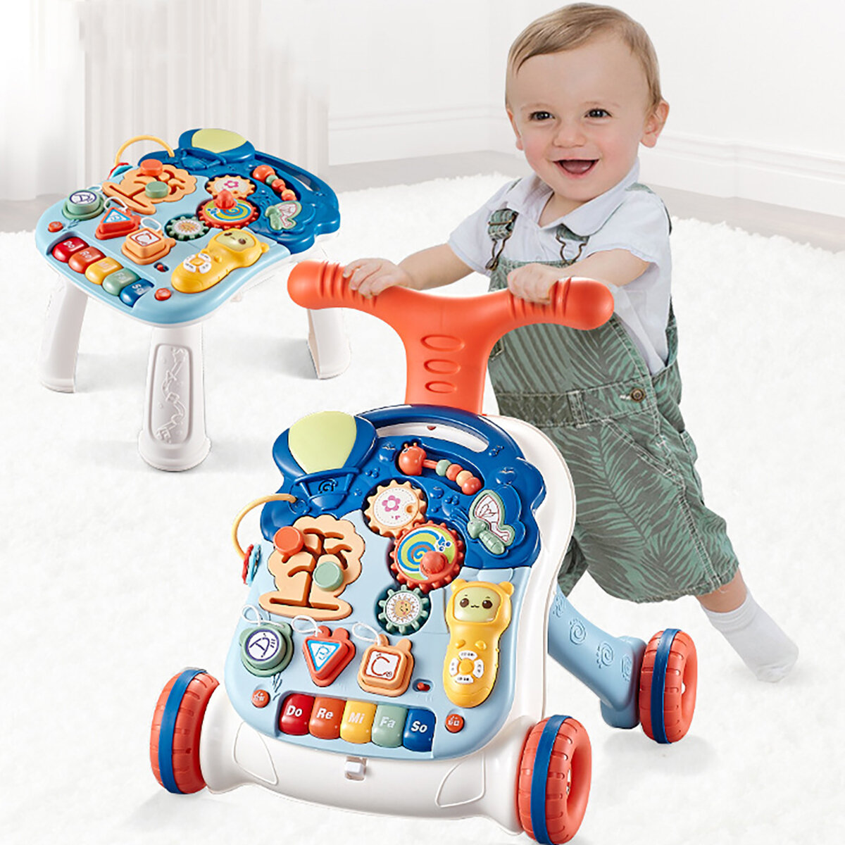 2-in-1 Baby Sit-to-Stand Activity Toy For Toddler Kids Walking Learning Safe Walkers