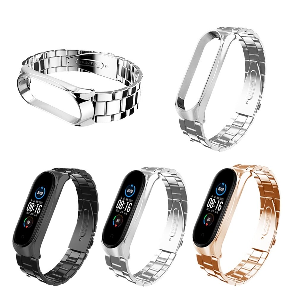 Bakeey Gesp Type Volledig roestvrij stalen horlogeband Horlogebandje voor Xiaomi Miband 5 Miband 5 N