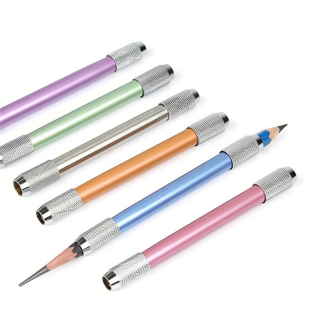 Verstelbare dubbele koppen kleuren volledig metalen School Office Art Write Tool Sketch Pencil Exten