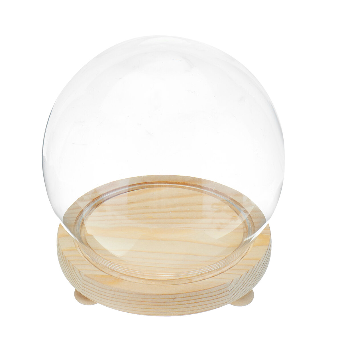 Ronde decoratieve transparant glas Dome met houten basis cloche bell jar