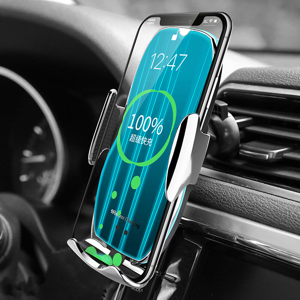 

Bakeey H8 15W Qi Wireless Charger Infrared Induction Clamping Air Vent Car Phone Holder Car Mount For 4.0-6.9 Inch Smart
