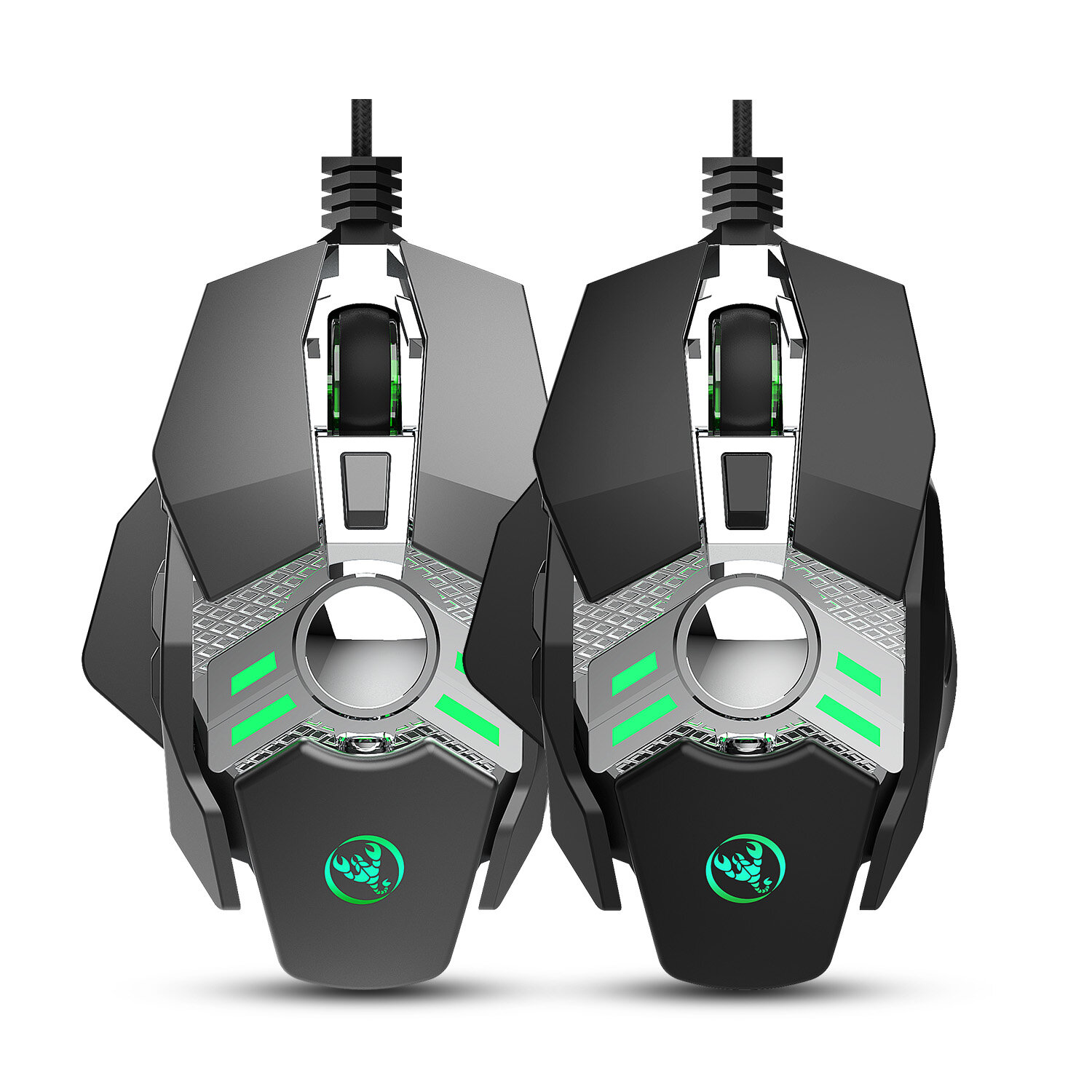 

HXSJ J200 Wired Gaming Mouse 6400 DPI Seven-key Macro Programming Settings Mouse with Four Adjustable DPI RGB Light For