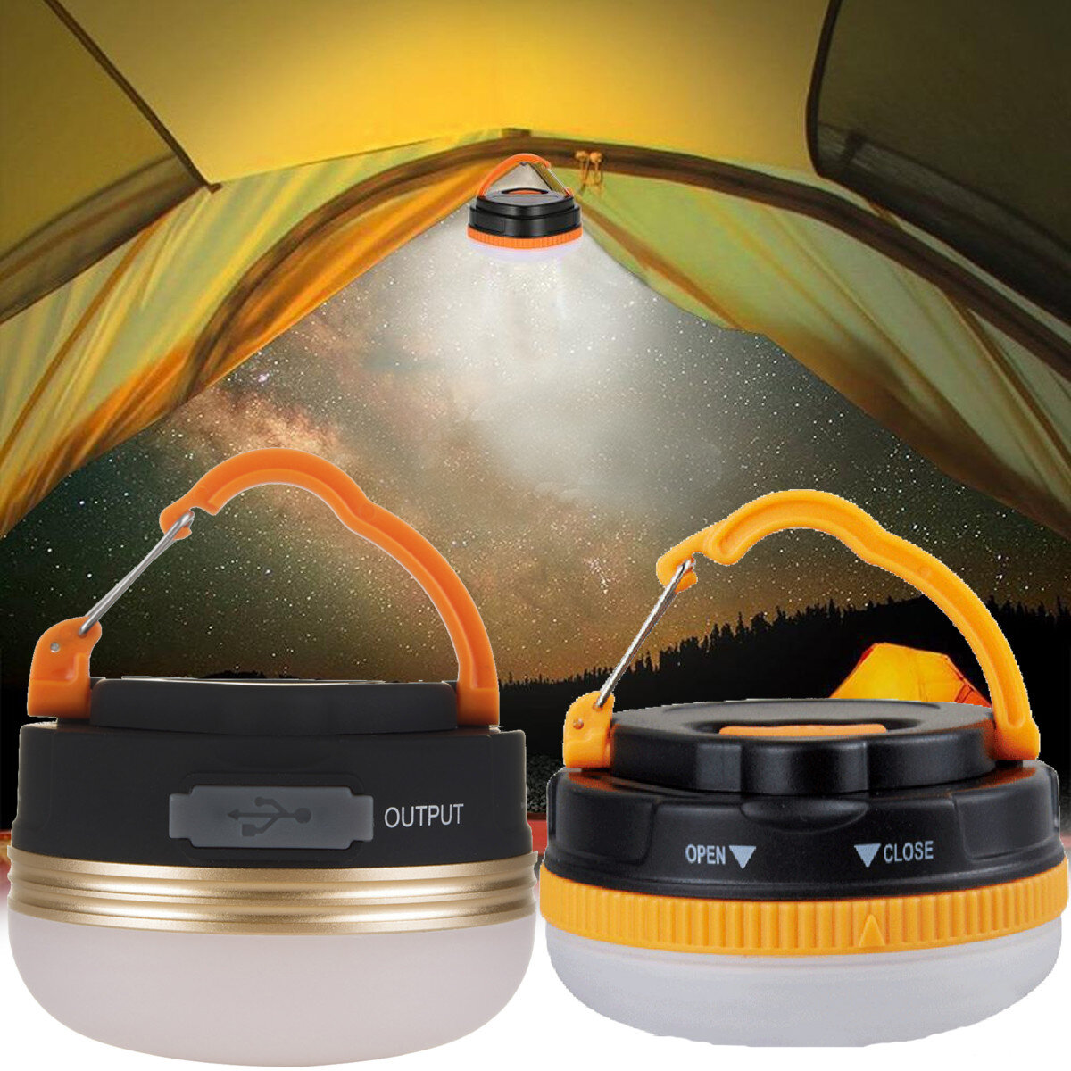 Lampe de tente portable rechargeable par USB de 3W pour camping, lanterne LED d'urgence extérieure