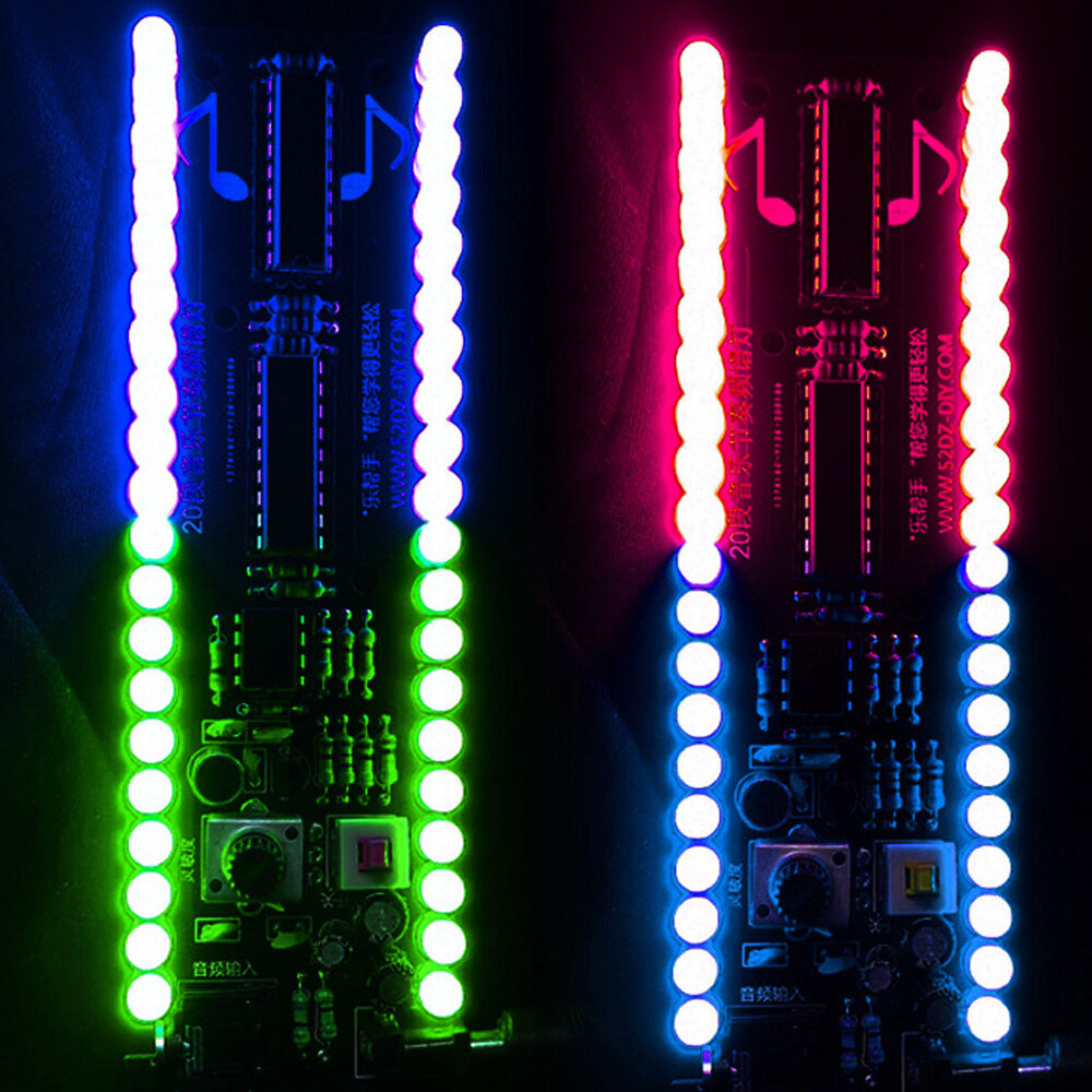 20 Segment LED Muziek Spectrum Licht DIY Elektronische Kit Dubbele Rij Spraakbesturing Ritme Indicat