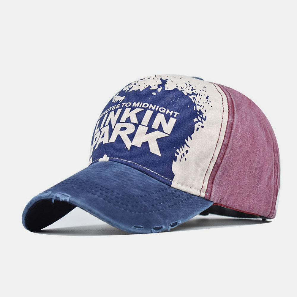Men Made-old Cotton Washed Contrast Color Visor Casual Baseball Hat