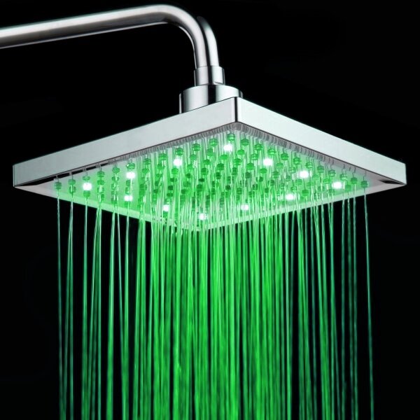 

Hotel Home Square Bathroom Shower Sprayer Faucet Hydropower Colorful LED Light Changing