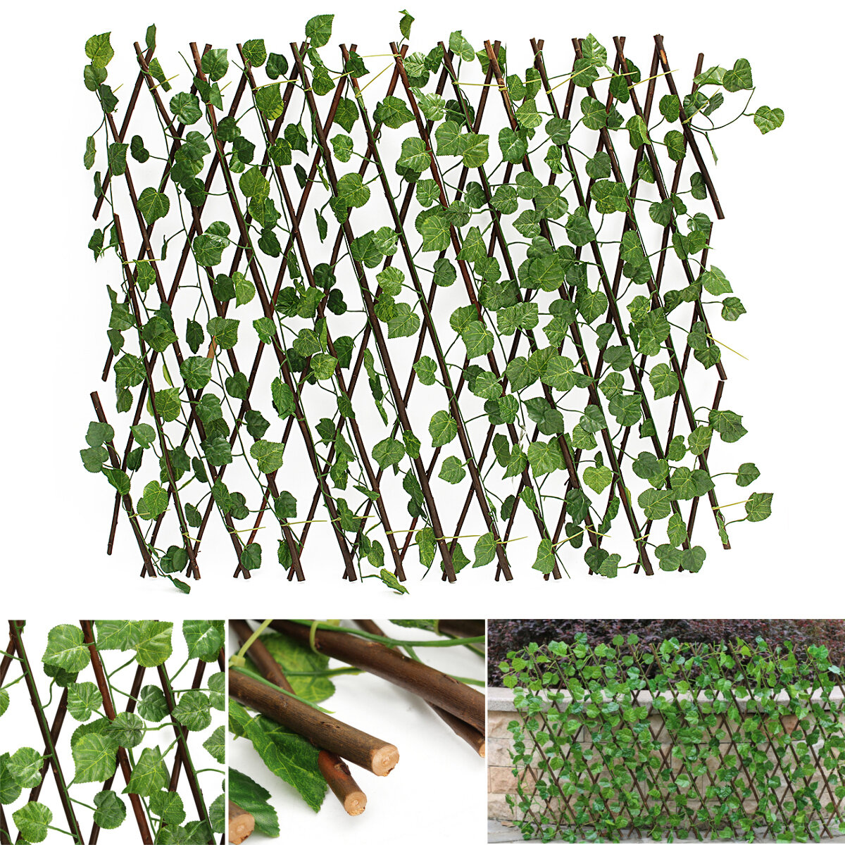 Artificial Ivy Expandable Stretchable Privacy Fence Faux Single Side Leafs Vine Screen for Outdoor G