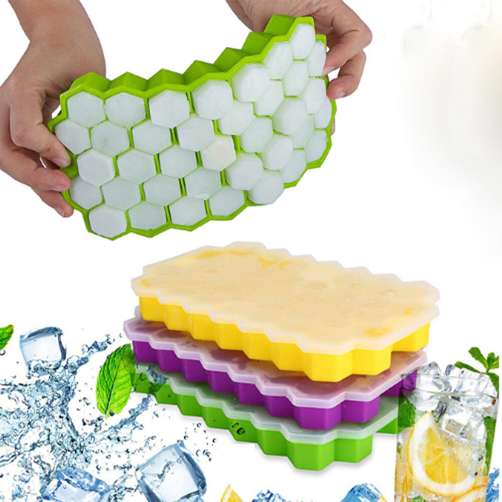 

2Pcs 37 Сетка Силиконовый Лоток для льда Cube Набор для формования со смещением DIY Сотовая форма Лед Cube Рэй Плесень М