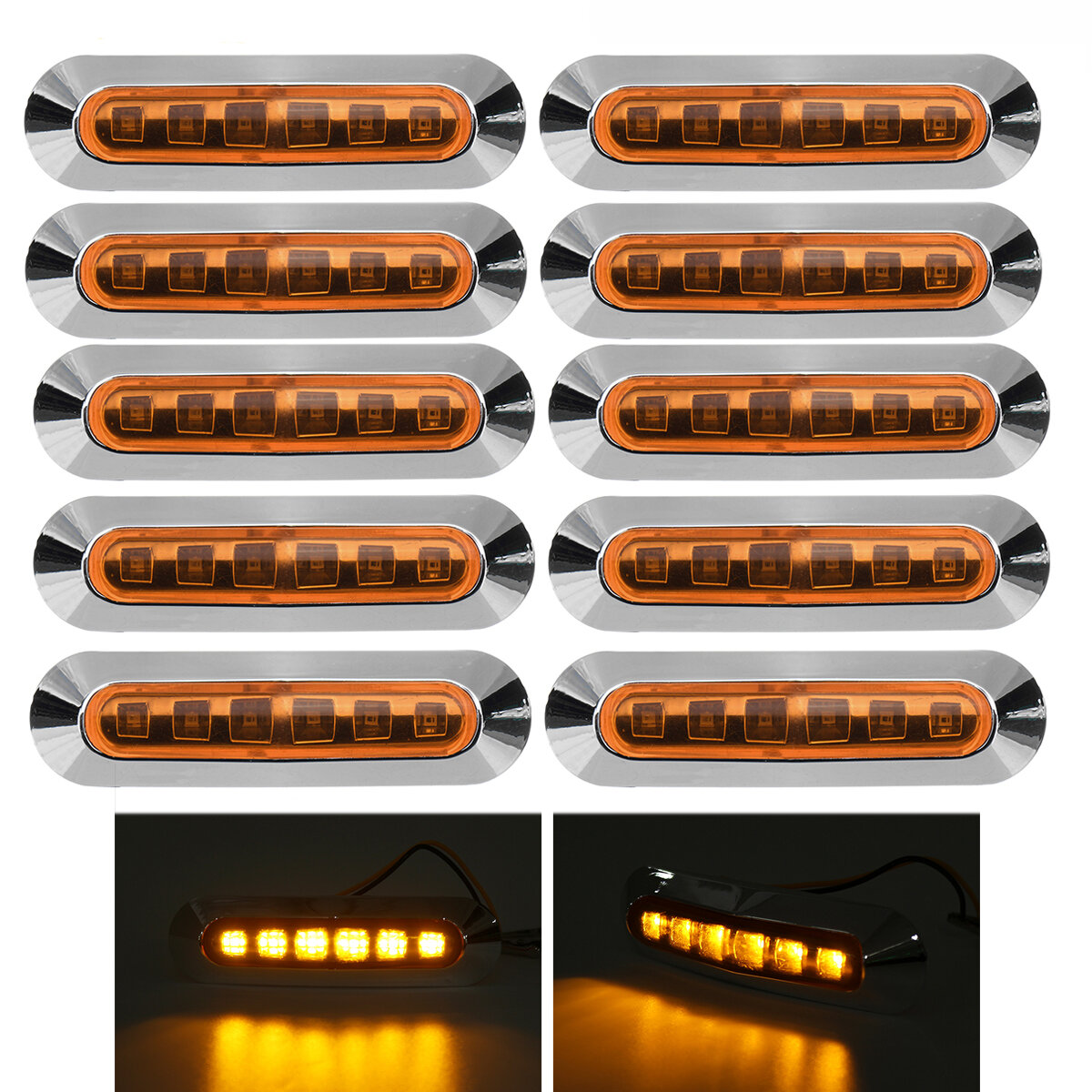 

10 шт. 12V 24V 6 LED маркерные огни Лампа янтарного цвета для грузовика, прицепа, каравана, фургона