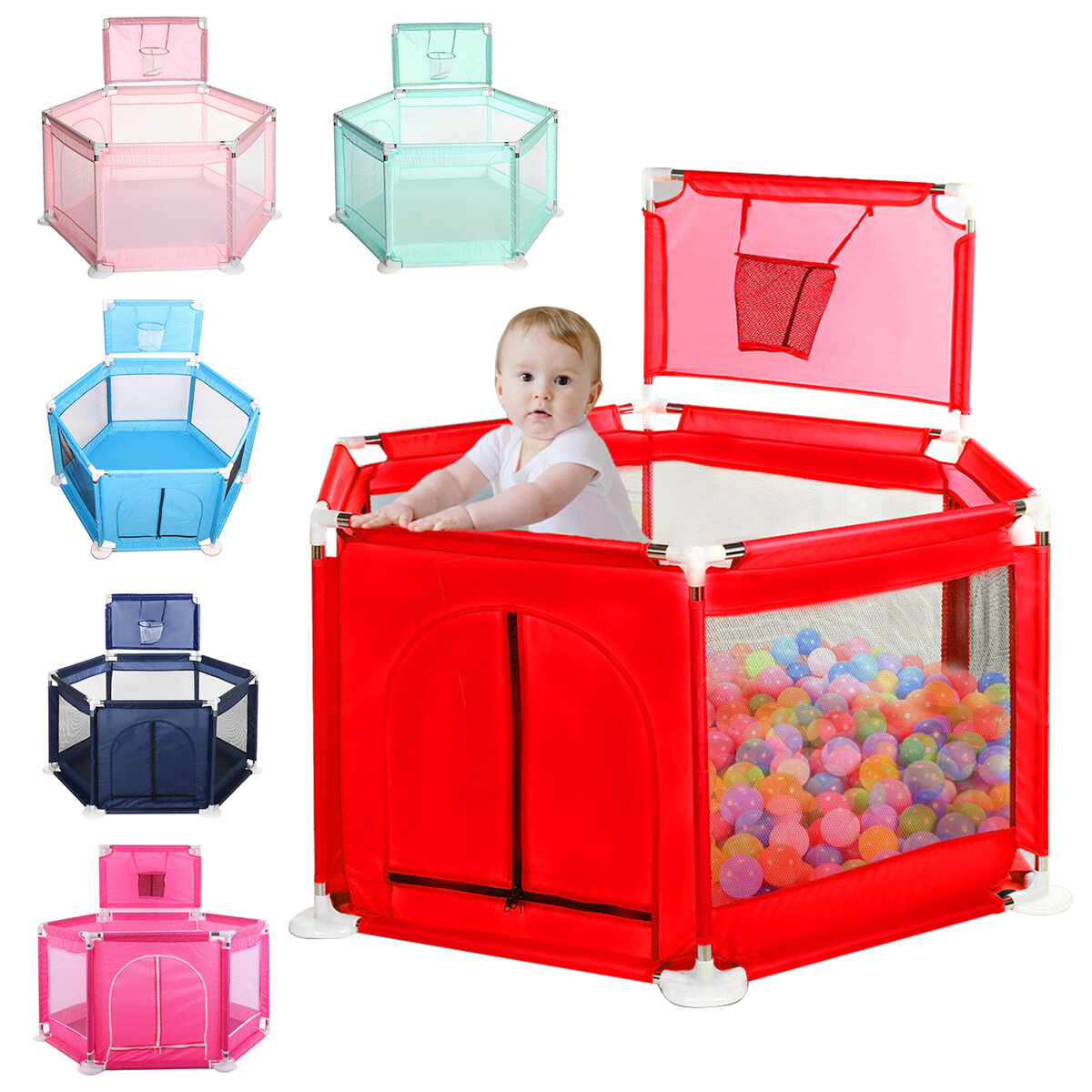 Playpen For Children Infant Fence Safety Barriers Children's Ball Pool Baby Playground Gym with Basketball Field