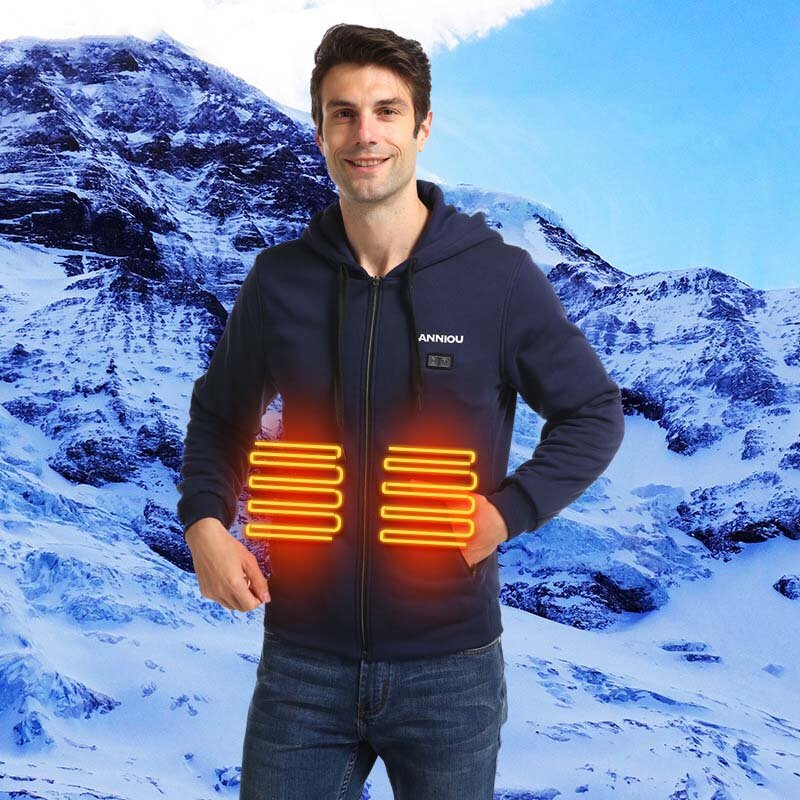 ANNIOU Smart Verwarmd Sweatshirt 5 Plaatsen Verwarmd 3-Gears Verwarmd Jas Buitensporten Verwarmde Kl