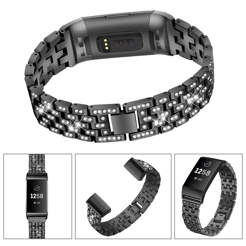 Bakeey Diamonds Elegant Design horlogeband Volledig stalen horlogeband voor Fitbit Charge 3