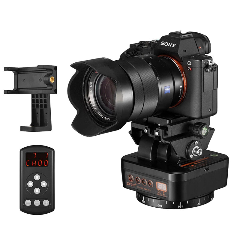 YT-1000 360° Auto Motorized Pan Tilt Gimbal PTZ with Remote Control Phone Clip 1/4 Screw Hole Rotating Video Stabilizer
