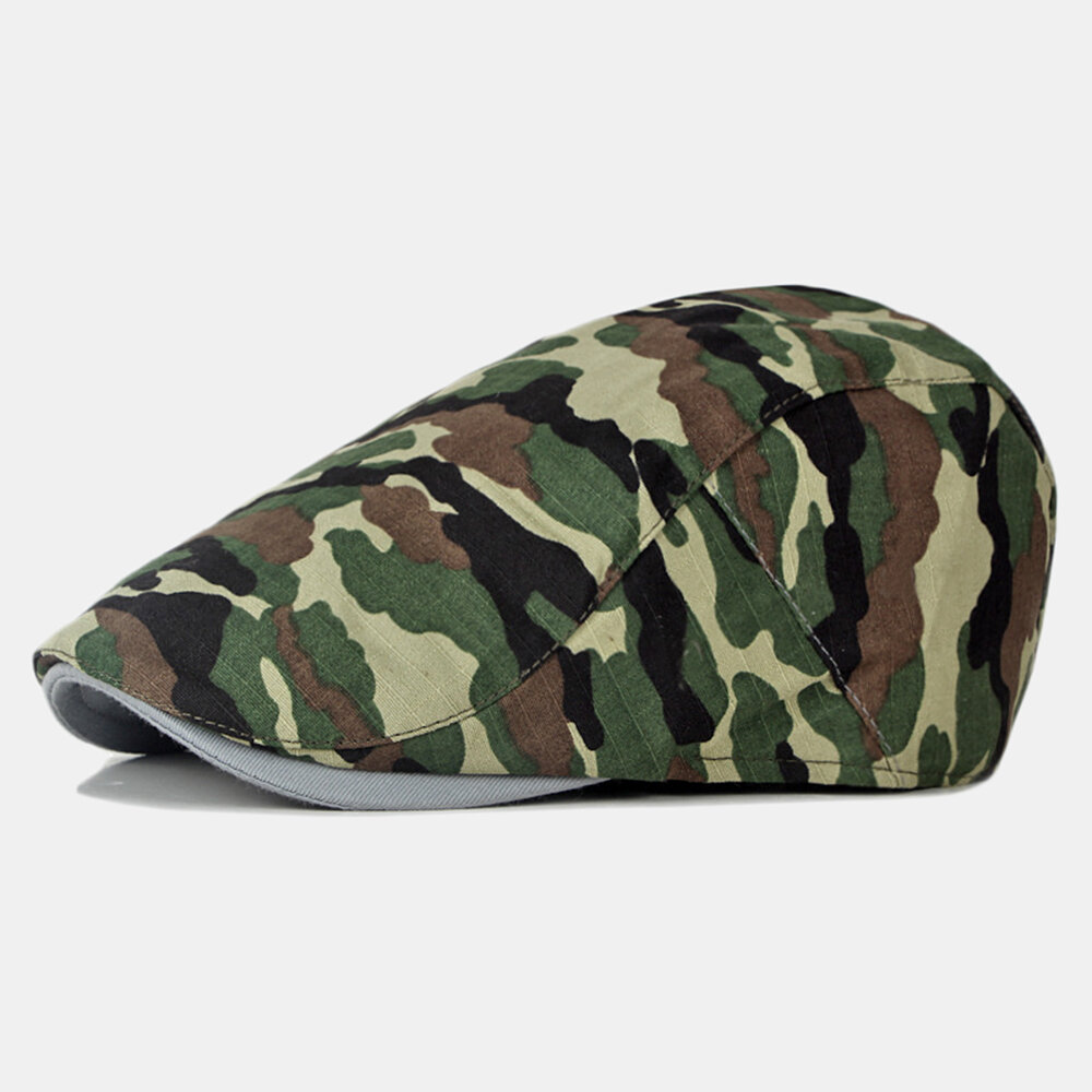 Men Camo Beret Hat Fashion Washed Cap Universal Forward Cap Beret Caps