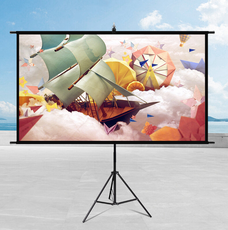 VEIDADZ 100Inch Bracket Projector Screen FHD Portable Movable Outdoor Floor-to-ceiling Bedroom Projection Curtain
