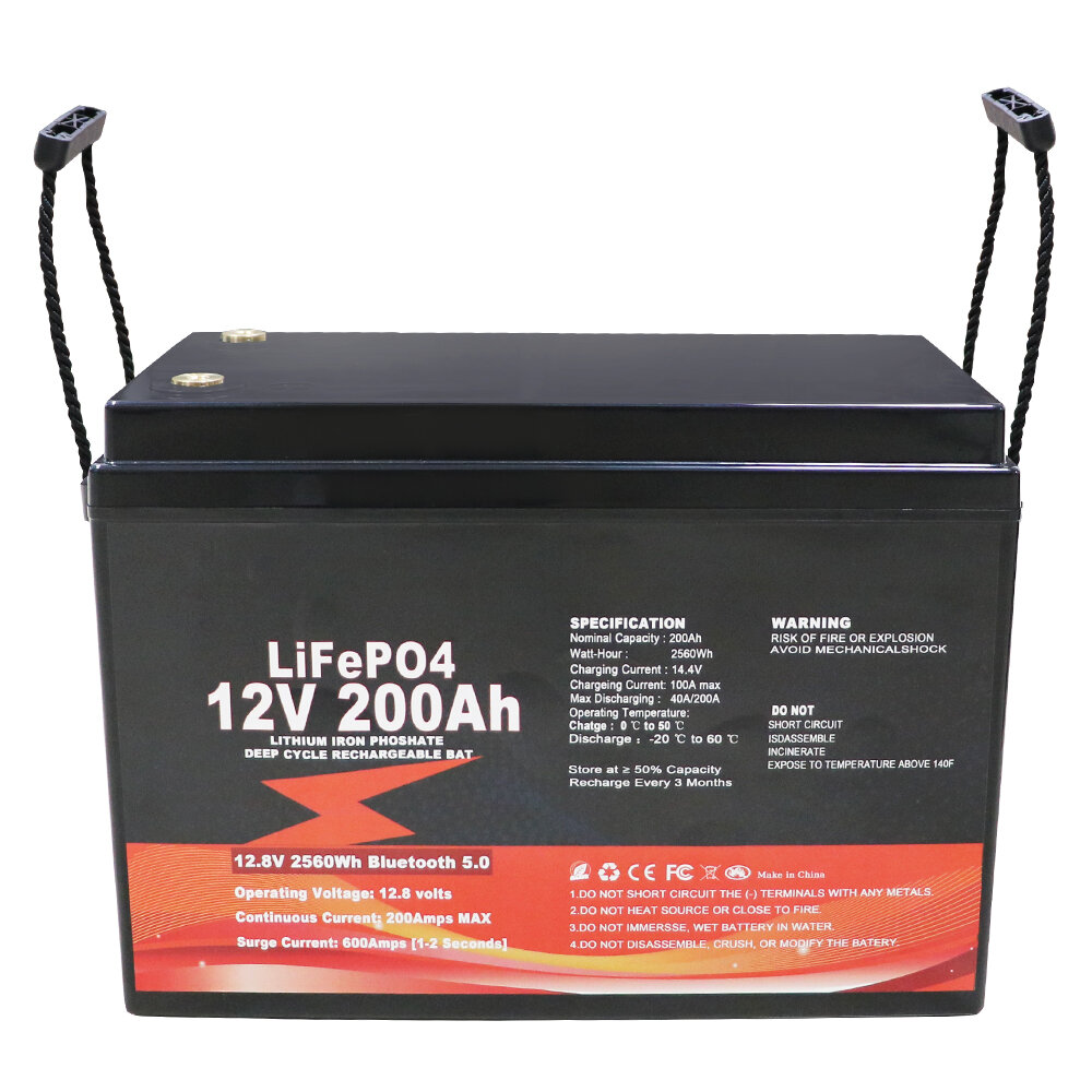 [EU Direct] FUYUE 12V 200Ah LifePO4 Battery Pack 2560Wh Storage di energia Batteria al litio per campeggio, casa, RV, barche, motore solare Off-Grid