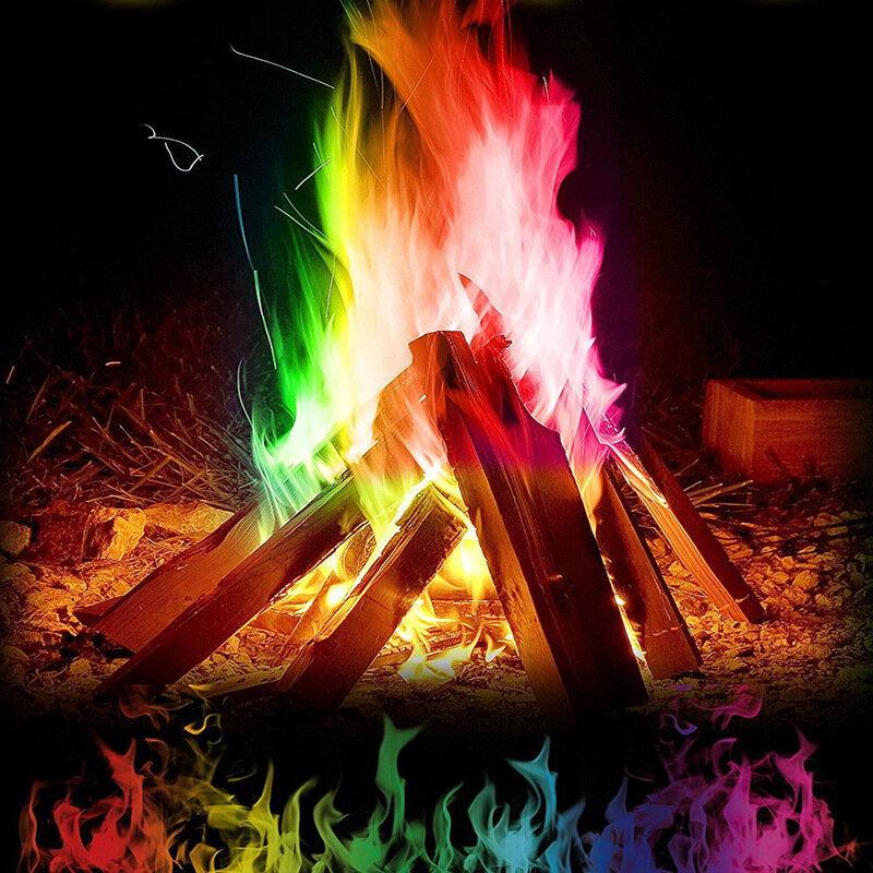 焚き火、キャンプファイヤーパーティ、暖炉のための10gの神秘的な火色の魔法の炎、火花の粉、トリック、火薬のおもちゃ。