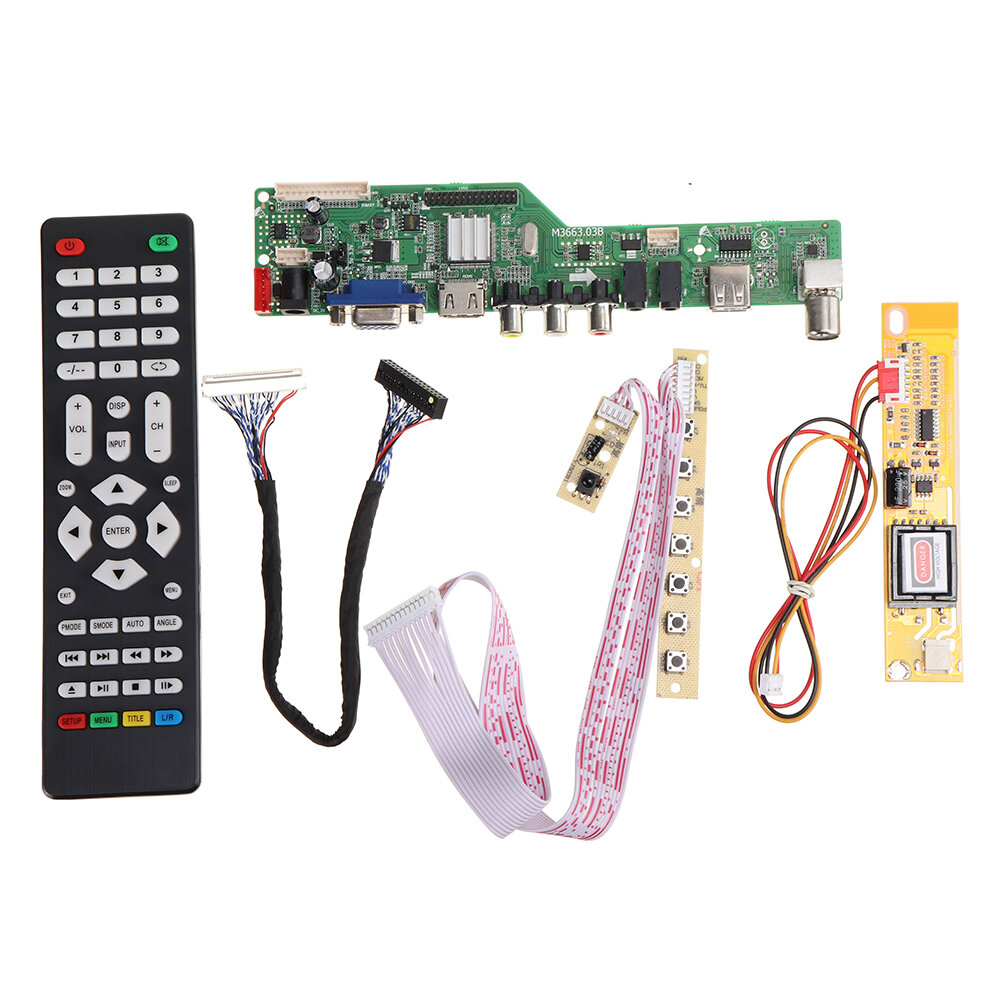 Digital Signal M3663.03B DVB-T2 Universal LCD TV Controller Driver Board TV/PC/VGA/HDMI/USB+7 Key Button+2ch 6bit 30pins