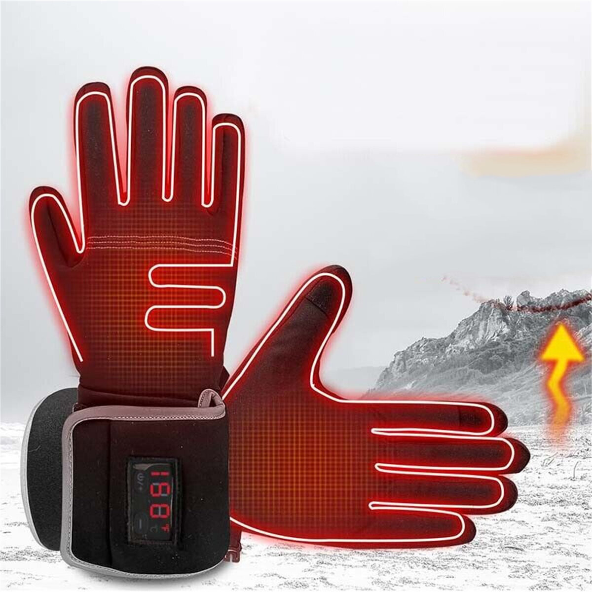 Ηλεκτροθερμαινόμενα γάντια 2200mAh, αδιάβροχα και ζεστά για άνδρες και γυναίκες, με οθόνη LED για θερμοκρασία, κατάλληλα για αθλήματα στη φύση όπως σκι, μοτοσικλέτα και κυνήγι