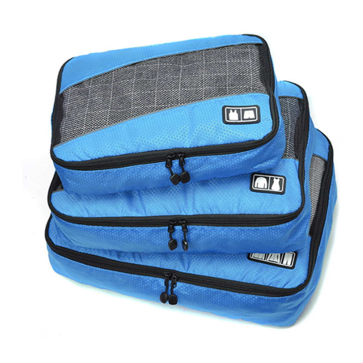 Set van 3 waterdichte opbergtassen voor ondergoed, kleding en toiletartikelen tijdens het reizen